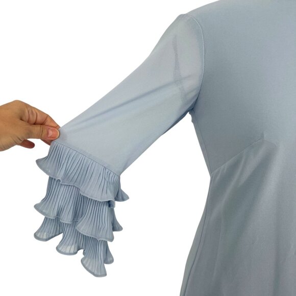 Vince Camuto Ruffle Sleeve Shift Dress Keyhole Back Light Blue Size 2 - Picture 6 of 11